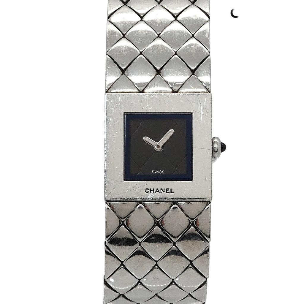 Chanel Quilted Vintage Watch Black Quartz