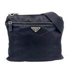 Prada Nylon Black Shoulder Bag Silver