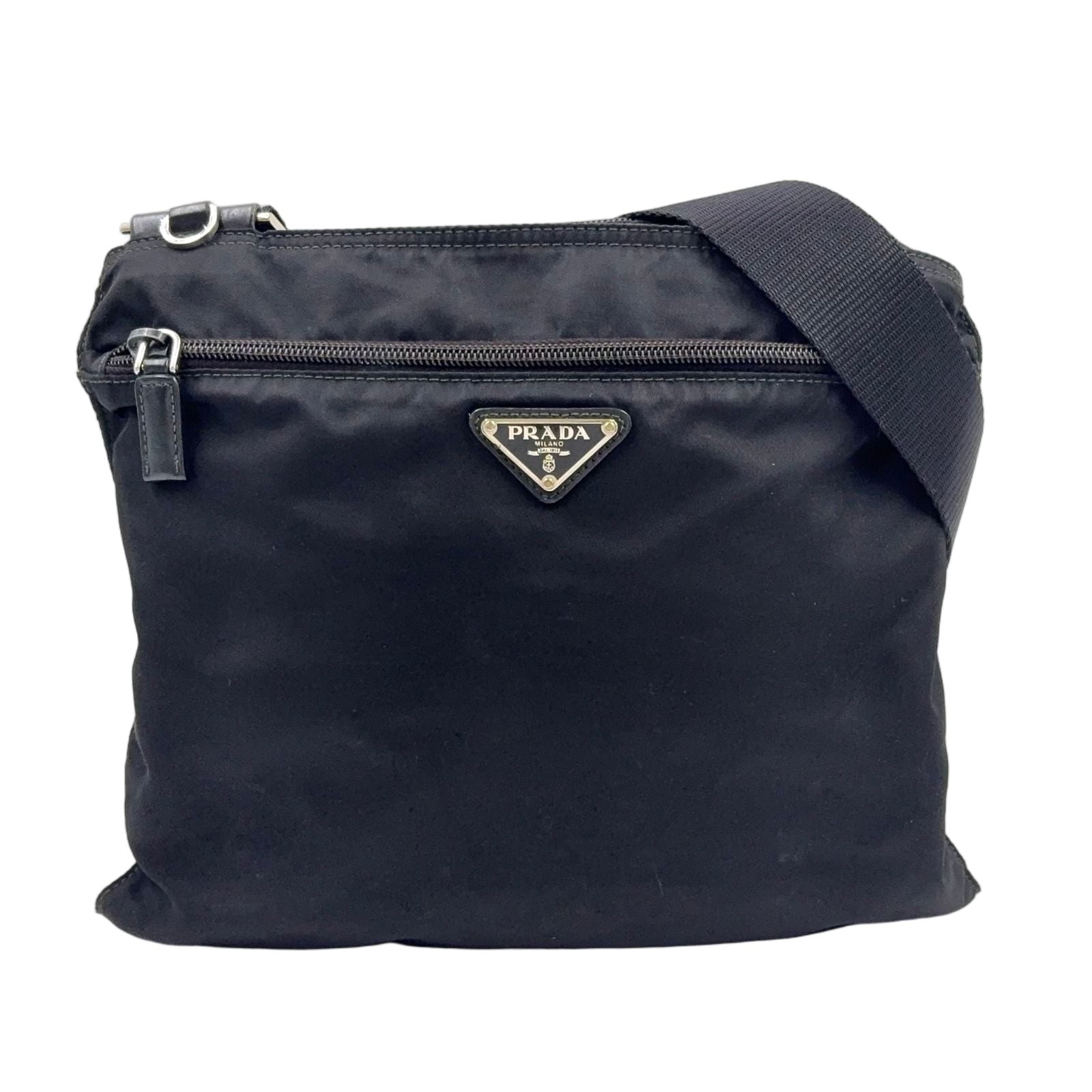 Prada Nylon Black Shoulder Bag Silver