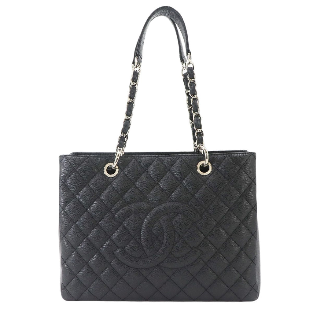 Chanel Quilted Grand Shopping Chain Tote Bag GST Caviar Leather Black