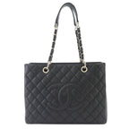 Chanel Quilted Grand Shopping Chain Tote Bag GST Caviar Leather Black