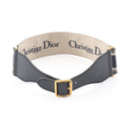 Dior Belt Embroidery Navy Canvas Leather — view 2
