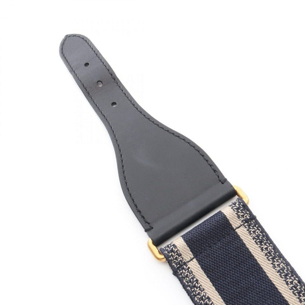 Dior Belt Embroidery Navy Canvas Leather — view 4
