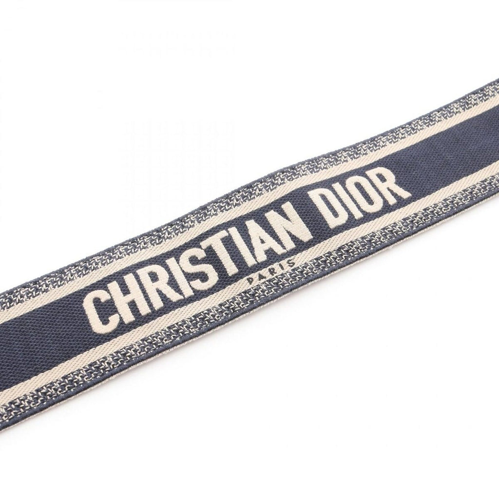 Dior Belt Embroidery Navy Canvas Leather — view 5
