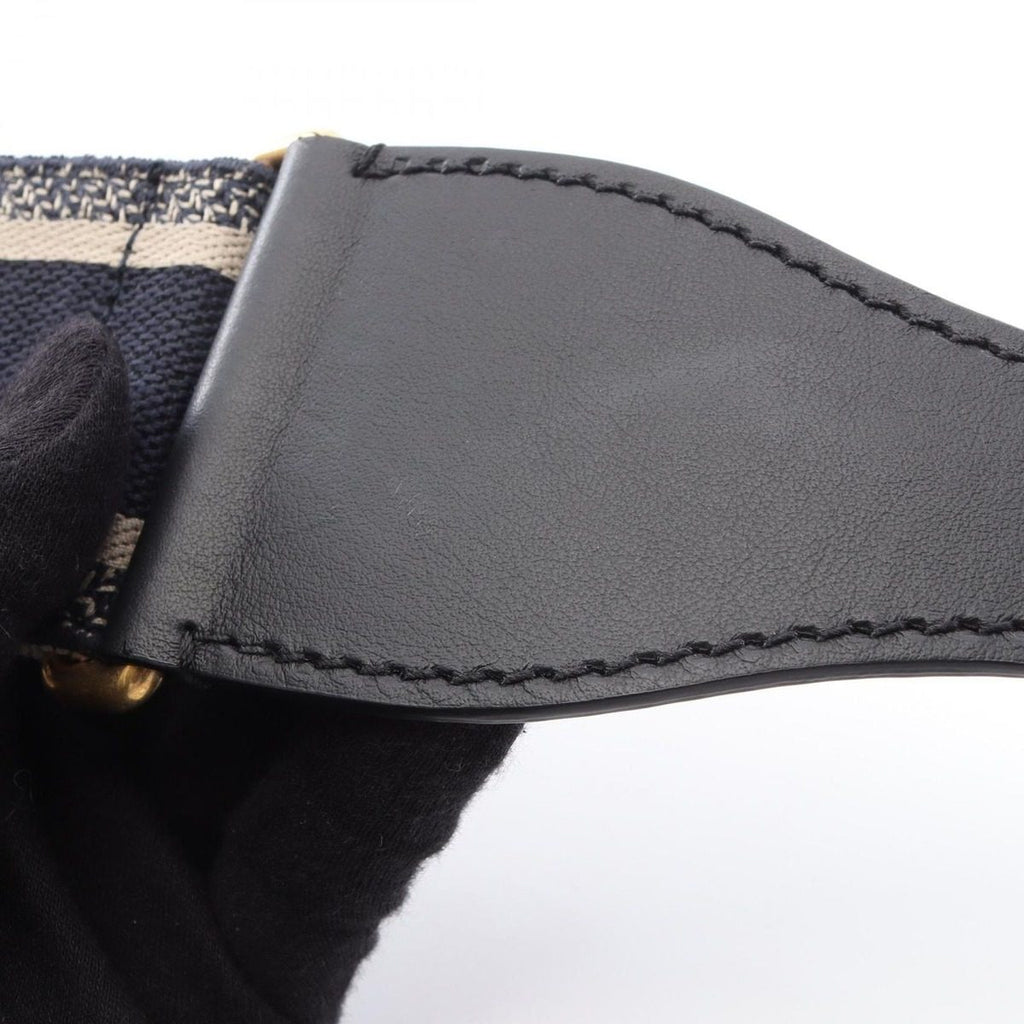 Dior Belt Embroidery Navy Canvas Leather — view 7