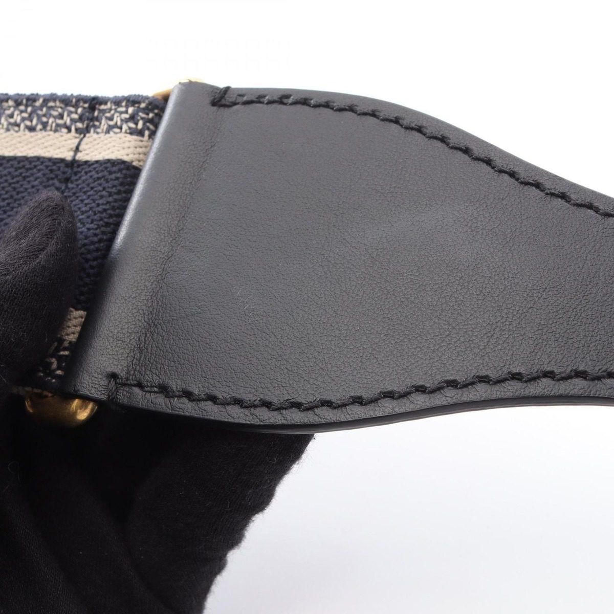 Dior Belt Embroidery Navy Canvas Leather — view 7