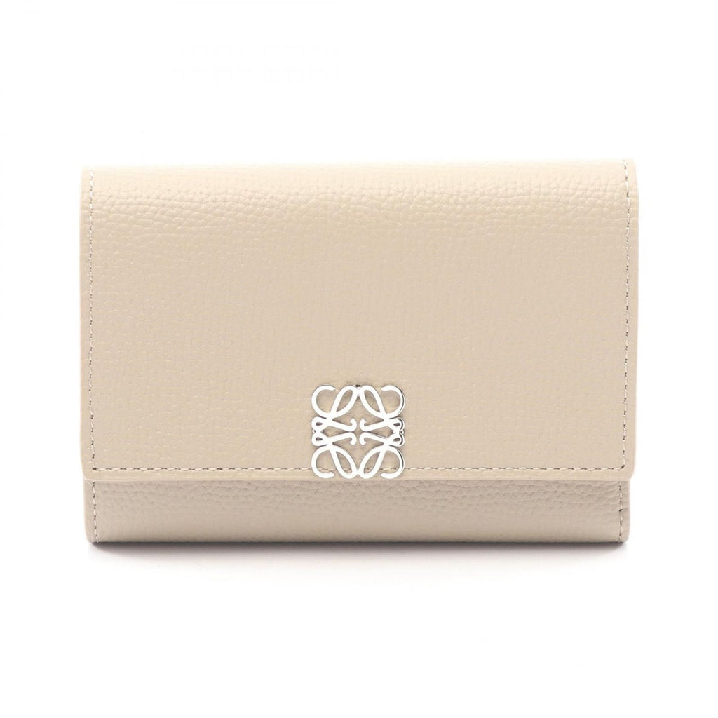 Loewe Trifold Wallet Anagram Vertical Small Gray Leather