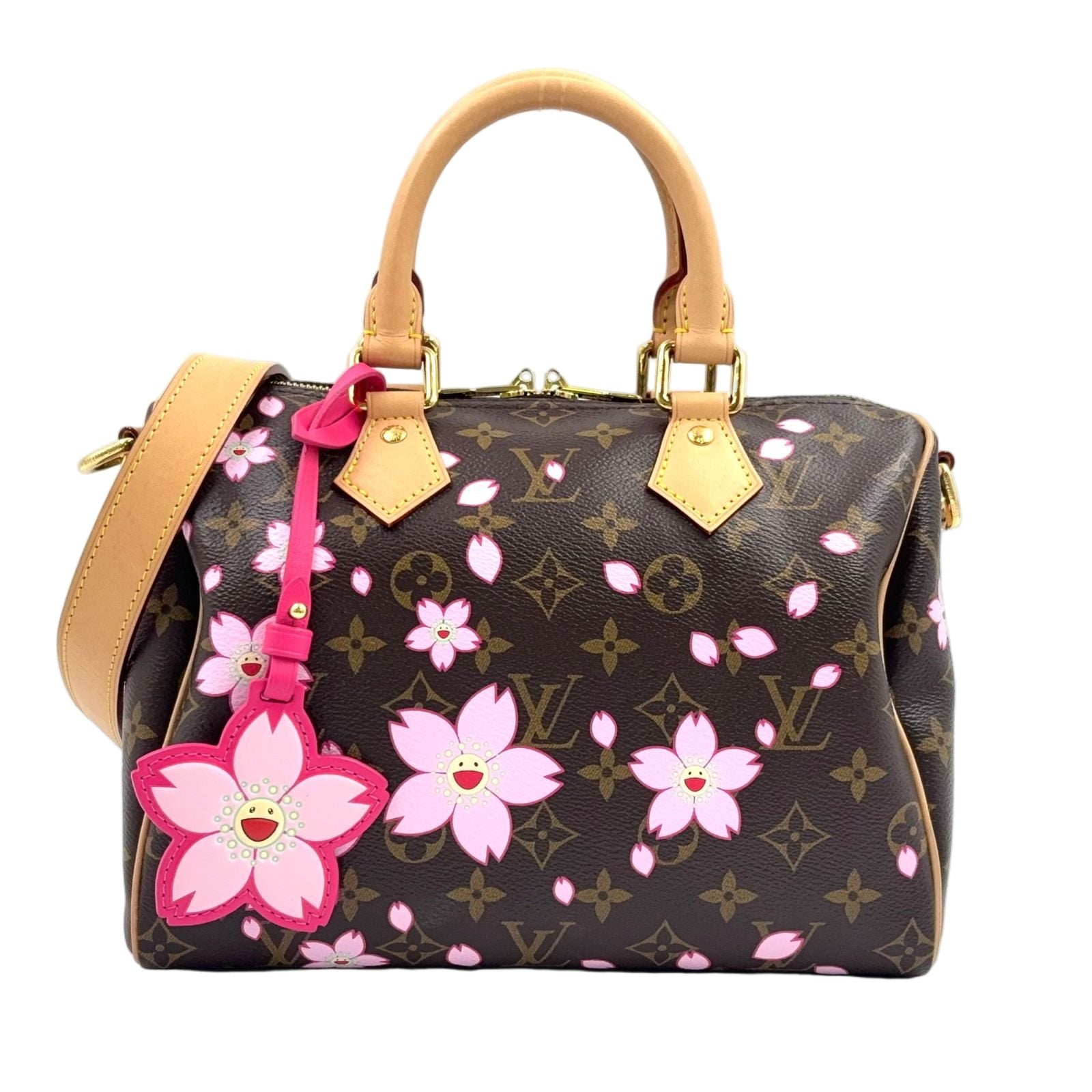 Louis Vuitton Monogram Speedy Bandouliere 25 Cherry Blossom Leather Pink Brown