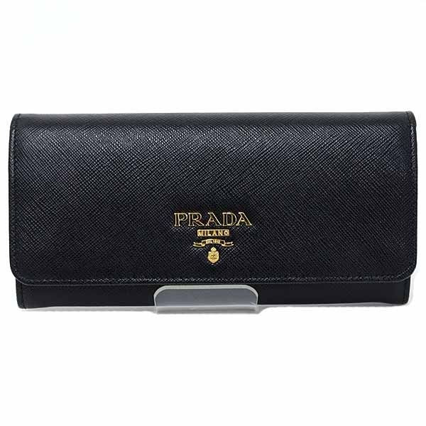 Prada Saffiano Leather Wallet with Pass Case Black