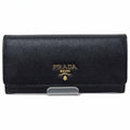 Prada Saffiano Leather Wallet with Pass Case Black