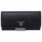 Prada Saffiano Leather Wallet with Pass Case Black