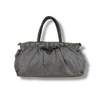 Prada 2-Way Shoulder Bag Mini Tote Ribbon Tessuto Nylon Light Gray — view 2