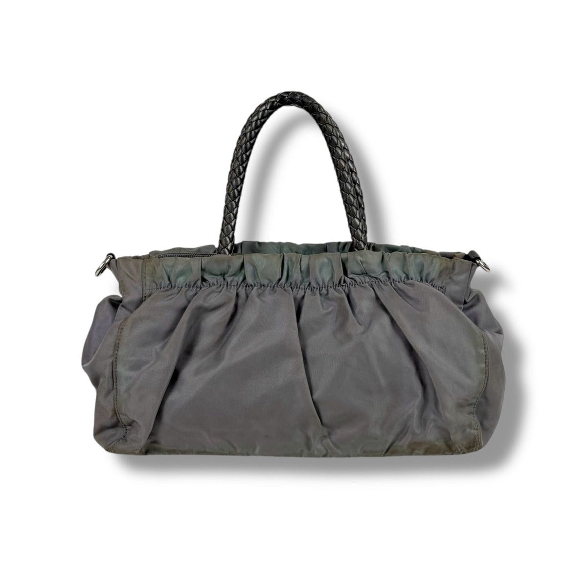 Prada 2-Way Shoulder Bag Mini Tote Ribbon Tessuto Nylon Light Gray — view 3