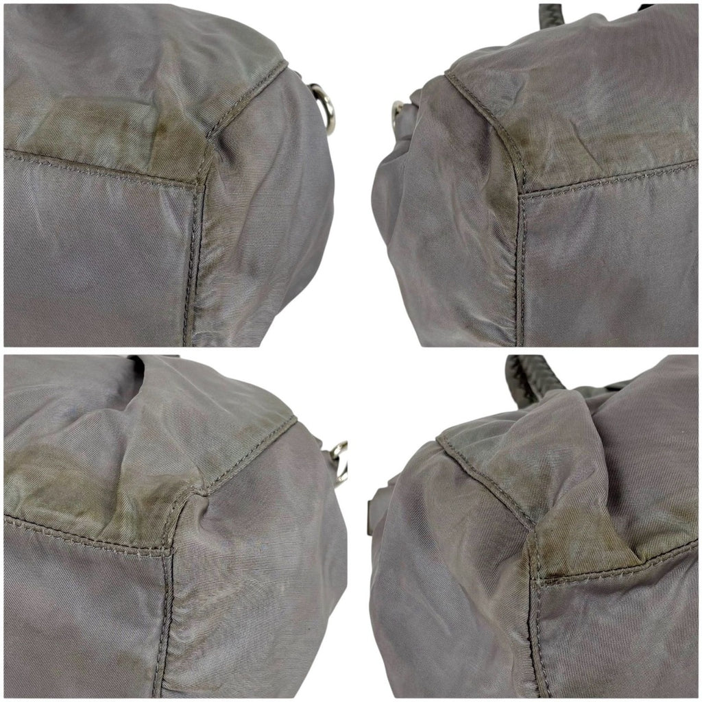 Prada 2-Way Shoulder Bag Mini Tote Ribbon Tessuto Nylon Light Gray — view 6