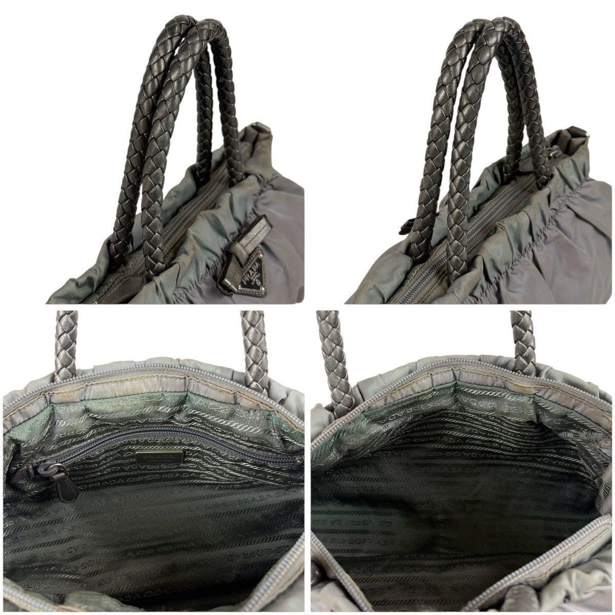 Prada 2-Way Shoulder Bag Mini Tote Ribbon Tessuto Nylon Light Gray — view 7