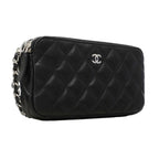 Chanel Shoulder Bag Quilted Lambskin Black Silver — view 2