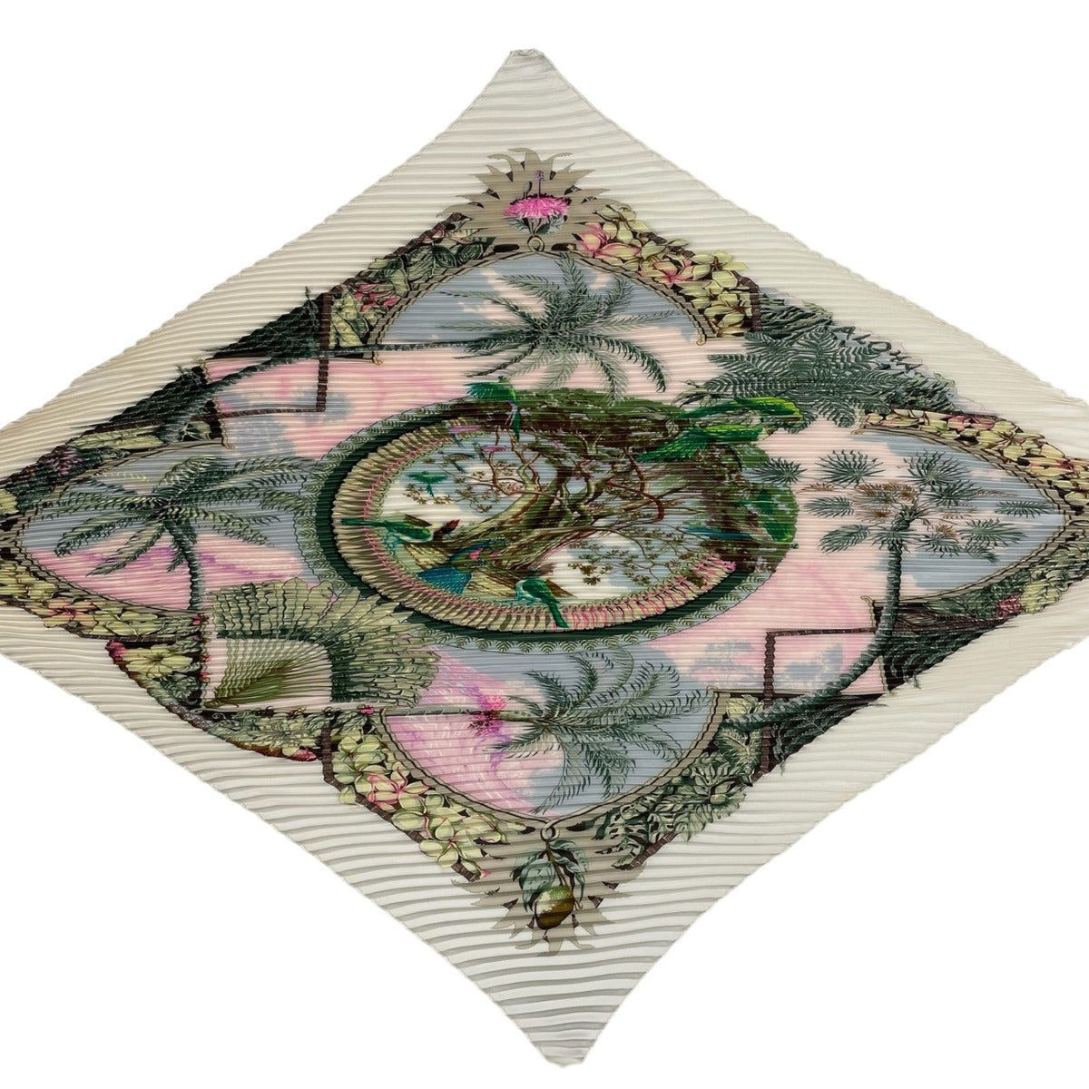Hermes Scarf Pleats 100% Silk Aloha White — view 3