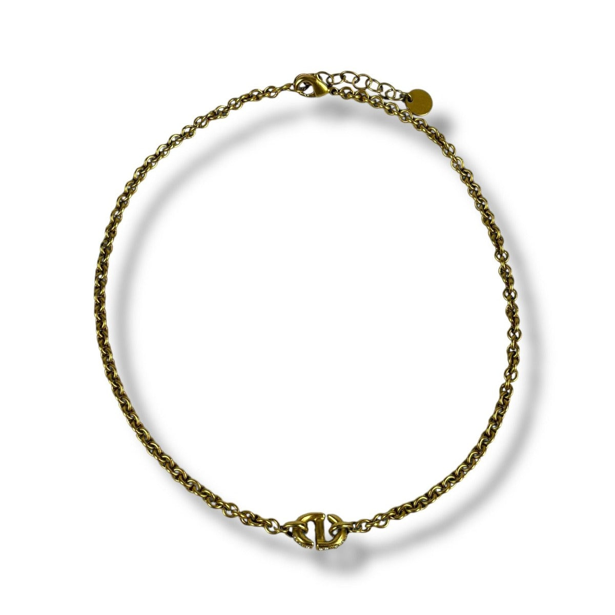 Dior Christian CD Navy Necklace Rhinestone Gold — view 3