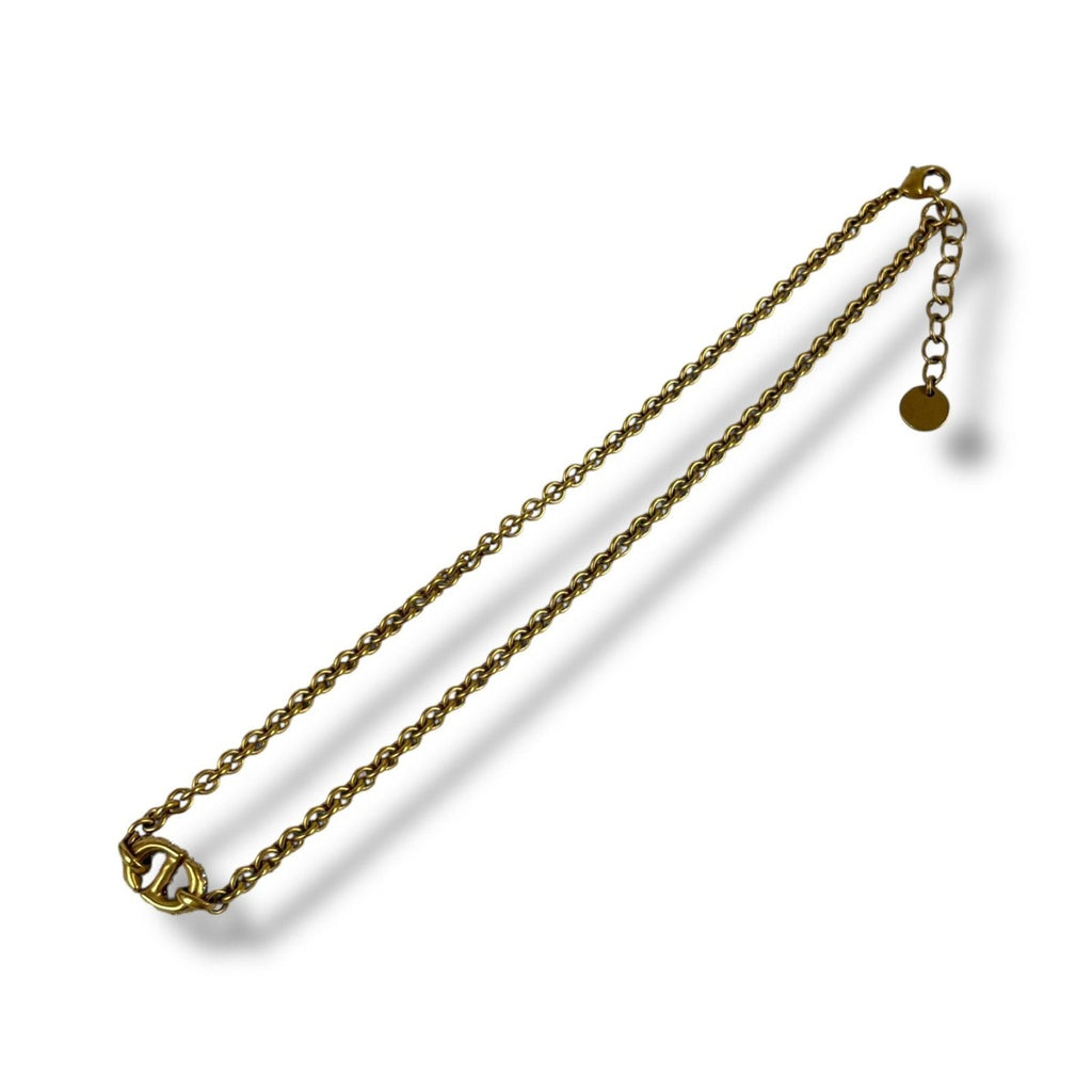 Dior Christian CD Navy Necklace Rhinestone Gold — view 5