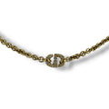 Dior Christian CD Navy Necklace Rhinestone Gold