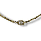 Dior Christian CD Navy Necklace Rhinestone Gold