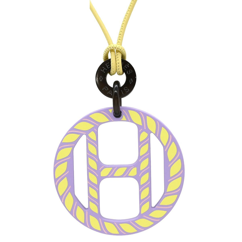 Hermes Necklace Equipe Nautic Buffalo Horn Leather Lacquer Lavender Yellow