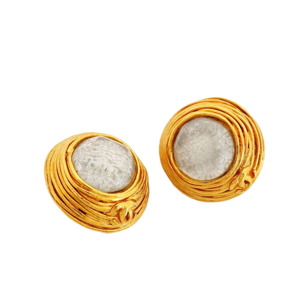 Chanel Earrings Vintage CC Logo Round — view 2