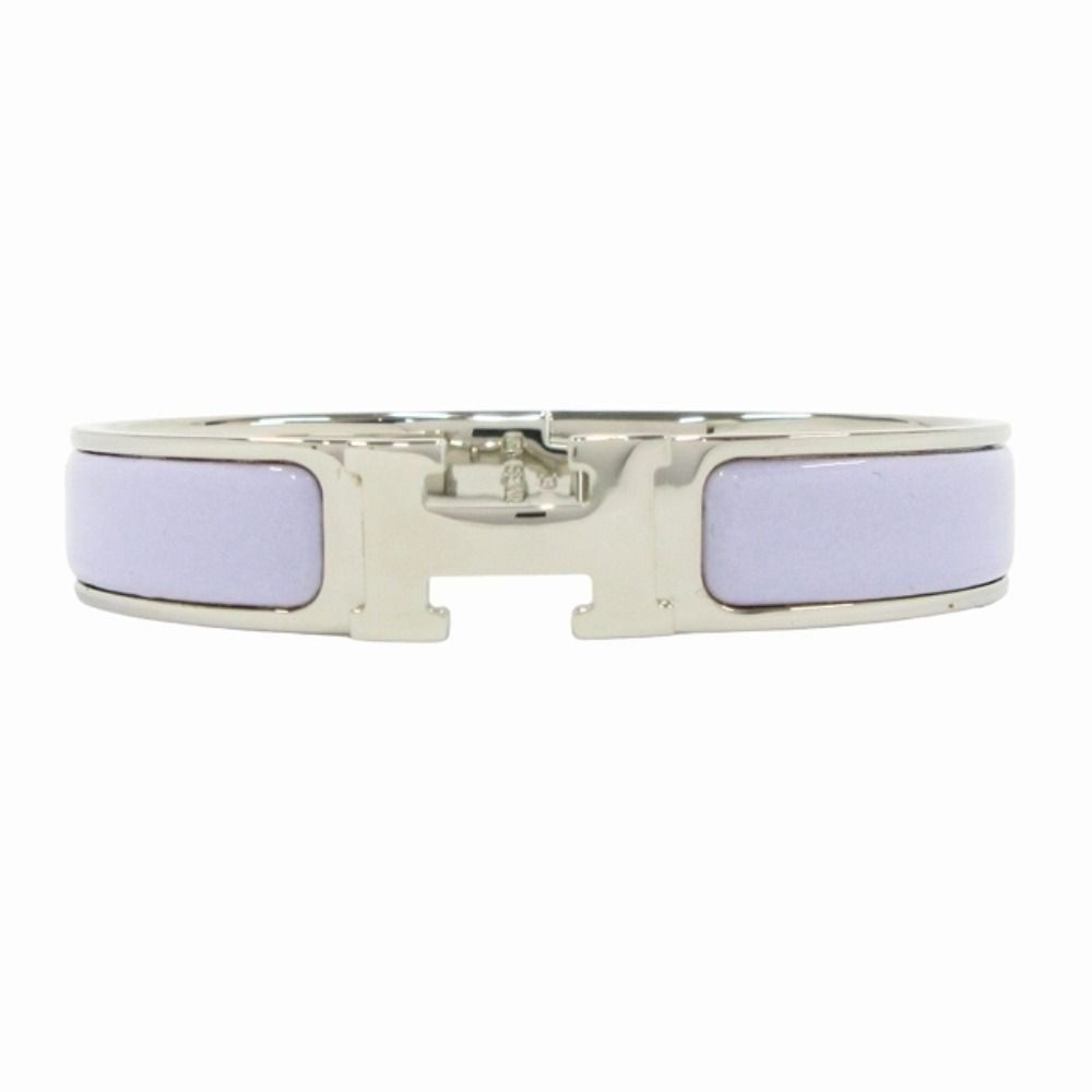 Hermes Clic Bracelet Bangle GM Silver Lila Light Purple