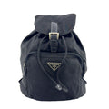 Prada Nylon Leather Black Backpack Silver