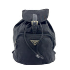 Prada Nylon Leather Black Backpack Silver