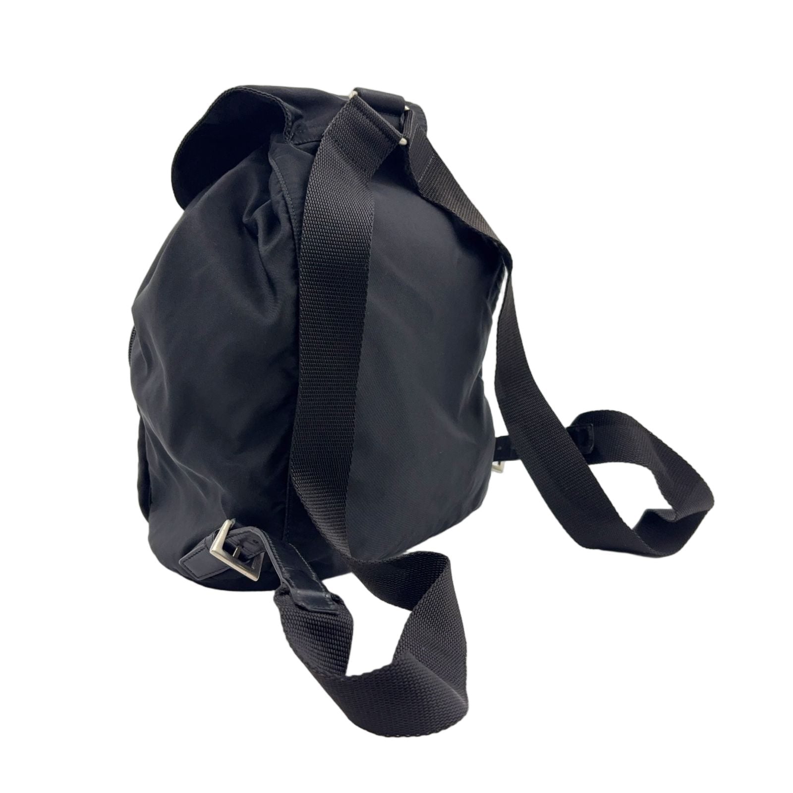 Prada Nylon Leather Black Backpack Silver — view 2