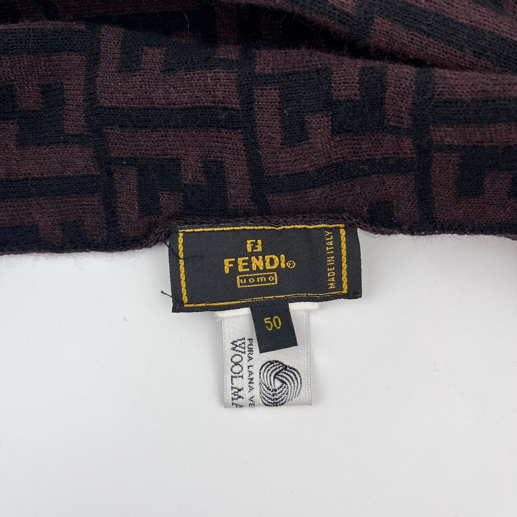 Fendi Scarf Brown Black Wool Vintage — view 2