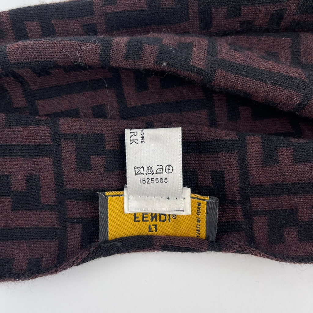 Fendi Scarf Brown Black Wool Vintage — view 3