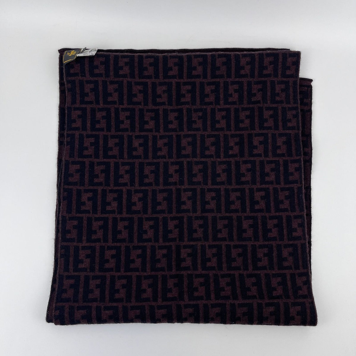 Fendi Scarf Brown Black Wool Vintage — view 4