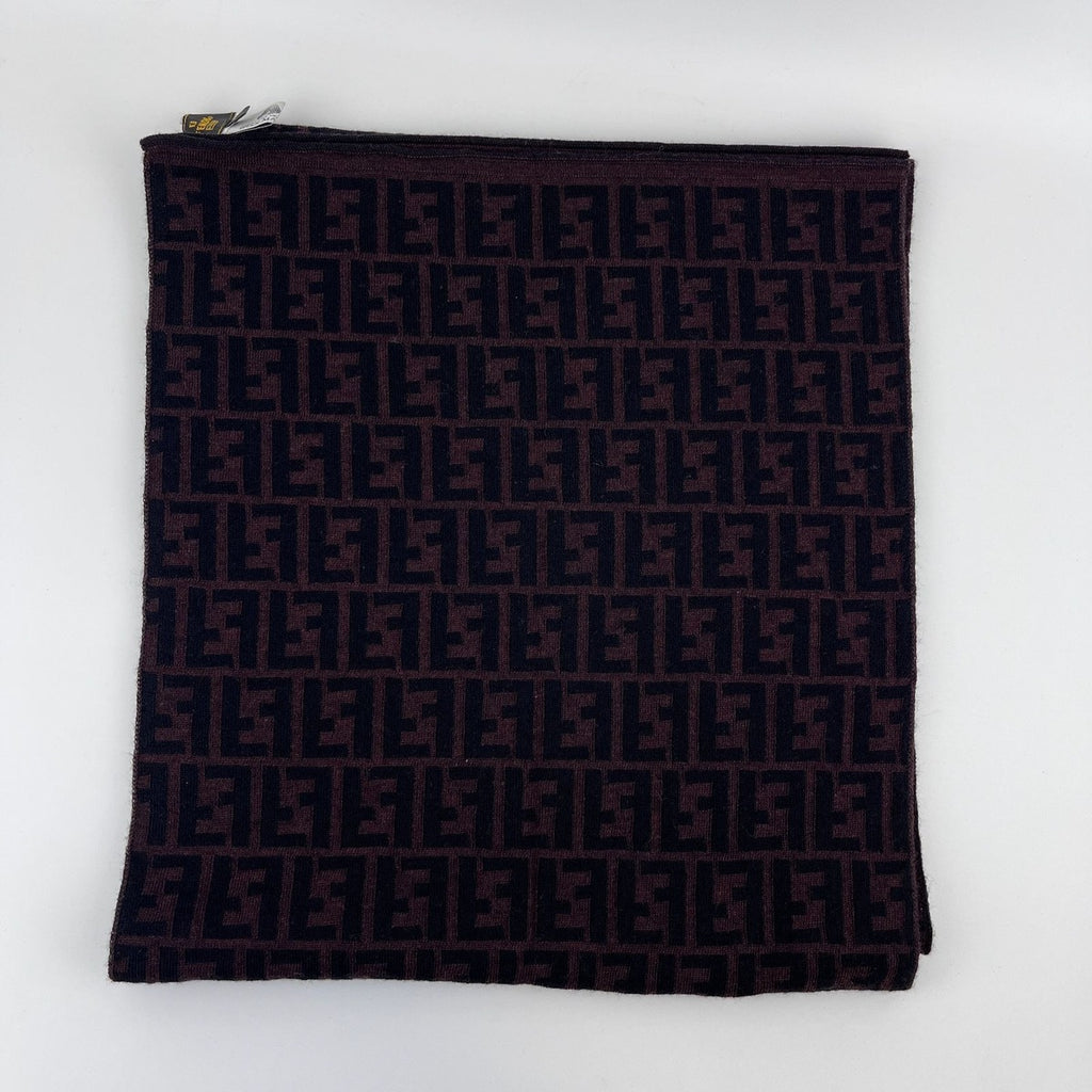 Fendi Scarf Brown Black Wool Vintage — view 6