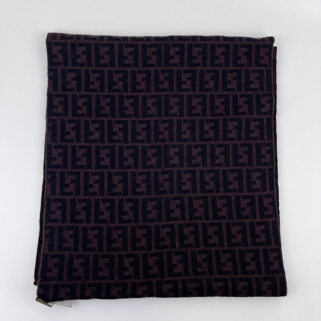 Fendi Scarf Brown Black Wool Vintage — view 7