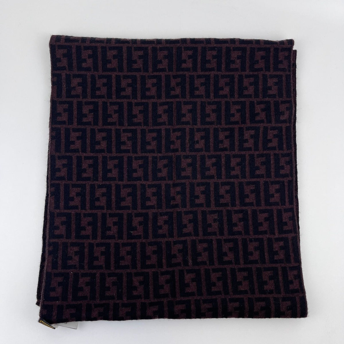 Fendi Scarf Brown Black Wool Vintage — view 7