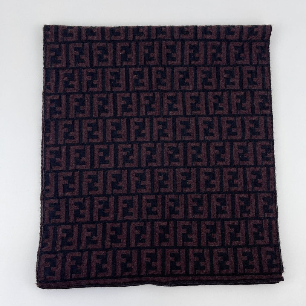 Fendi Scarf Brown Black Wool Vintage — view 9