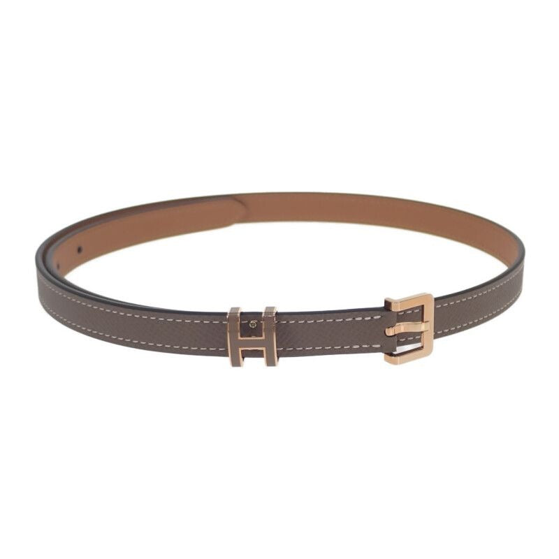 Hermes Pop H 15 Belt Vaux Epson Etoupe Brown Pink Gold Hardware — view 2