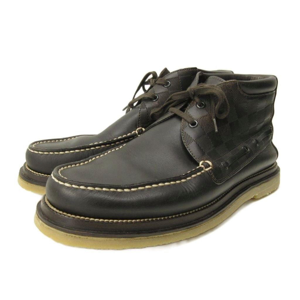 Louis Vuitton Damier Chukka Boots Moccasins Shoes Cles Leather 6 Black