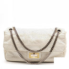Chanel Perforated Leather Chain Shoulder Bag White — view 2