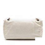 Chanel Perforated Leather Chain Shoulder Bag White — view 3