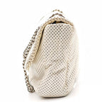 Chanel Perforated Leather Chain Shoulder Bag White — view 5