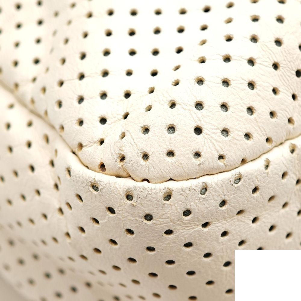 Chanel Perforated Leather Chain Shoulder Bag White — view 7
