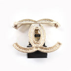 Chanel CC Logo Bag Brooch Gold Black Box Made — view 3