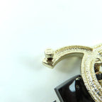 Chanel CC Logo Bag Brooch Gold Black Box Made — view 7