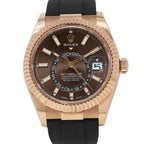 Rolex Sky Pink Gold Roulette Watch Chocolate Dial