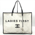 Chanel CC Logo First Canvas Tote White with Whistle