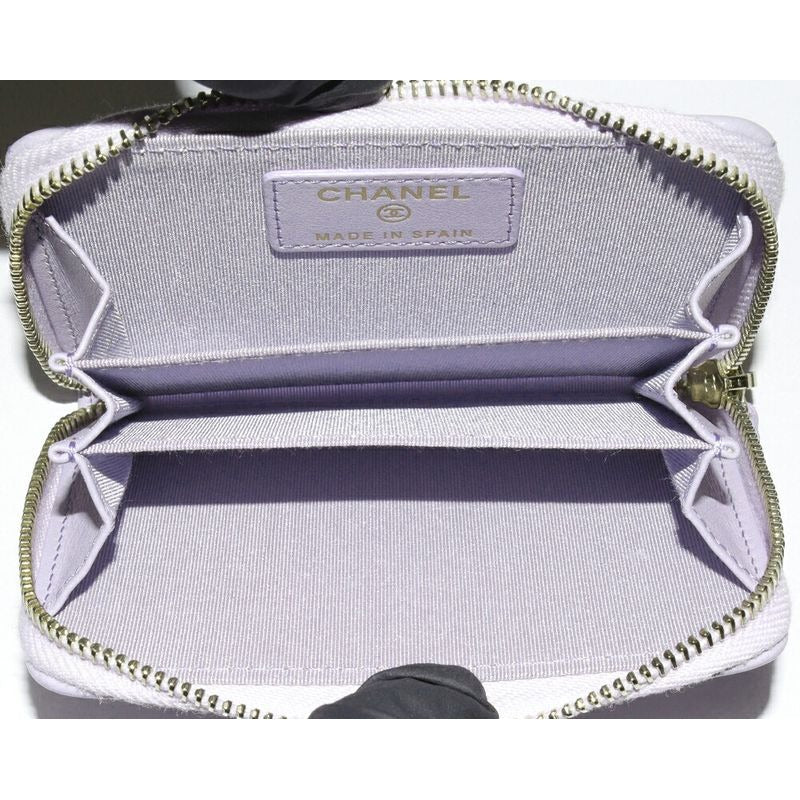 Chanel Coin Case 19 zip Purse Lambskin Lavender Antique — view 4