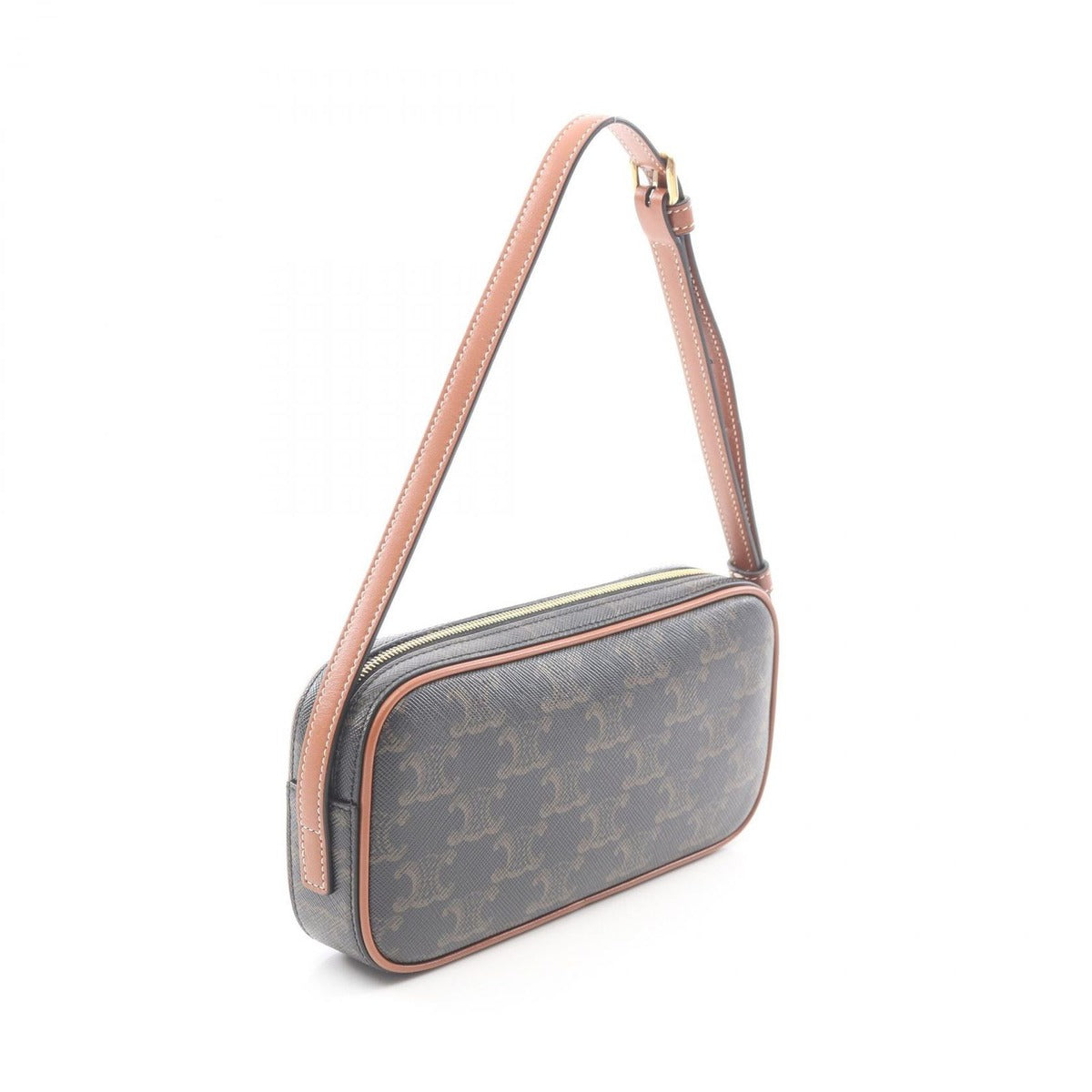Celine Shoulder Bag Cuill Triomphe Mini Black Brown — view 2